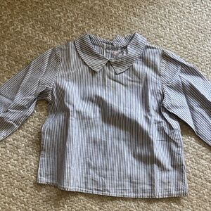 Kids unisex Striped Button Down Shirt - Blue and White